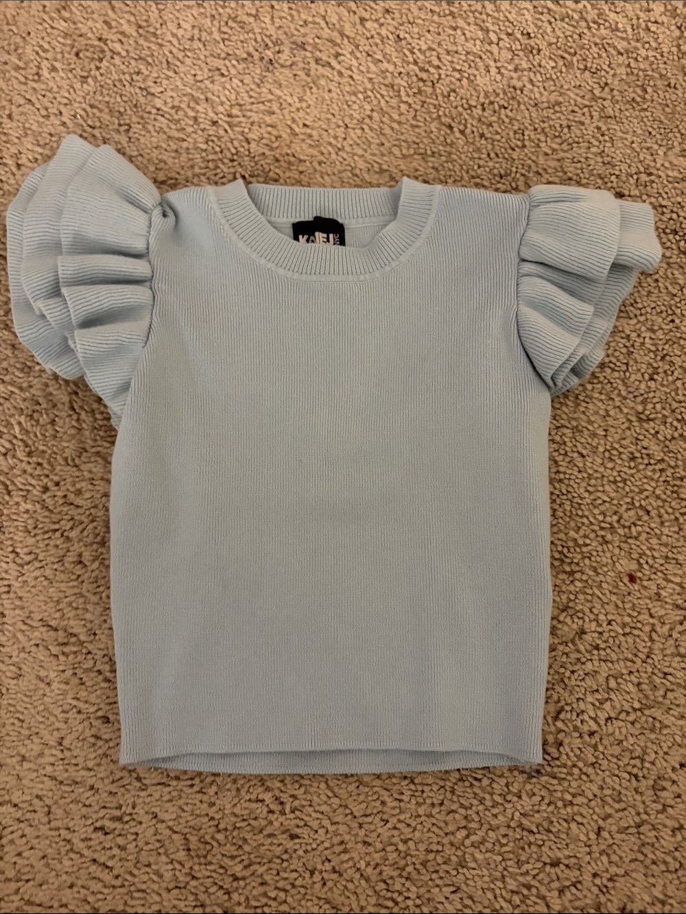 Katie J NYC  Kids Puff Sleeve Knit Top - Light Blue